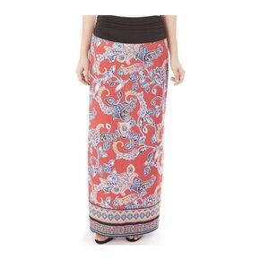 Apt. 9 | Women's Red Multicolor Paisley Print Tummy Control Maxi Skirt | XL